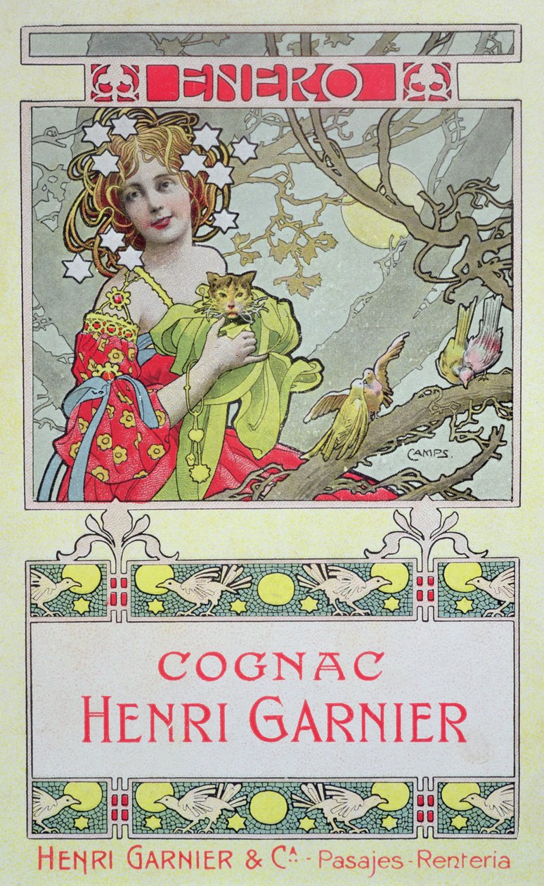 januar, fra en kalender for Henri Garnier & Co. af Gaspar Camps Junyent
