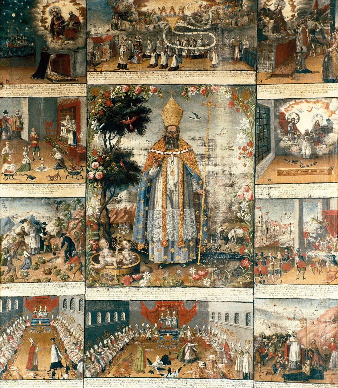 Altertavle af Sankt Nikolaus af Myra eller Bari (270-345) af Gaspar Miguel de Berrio