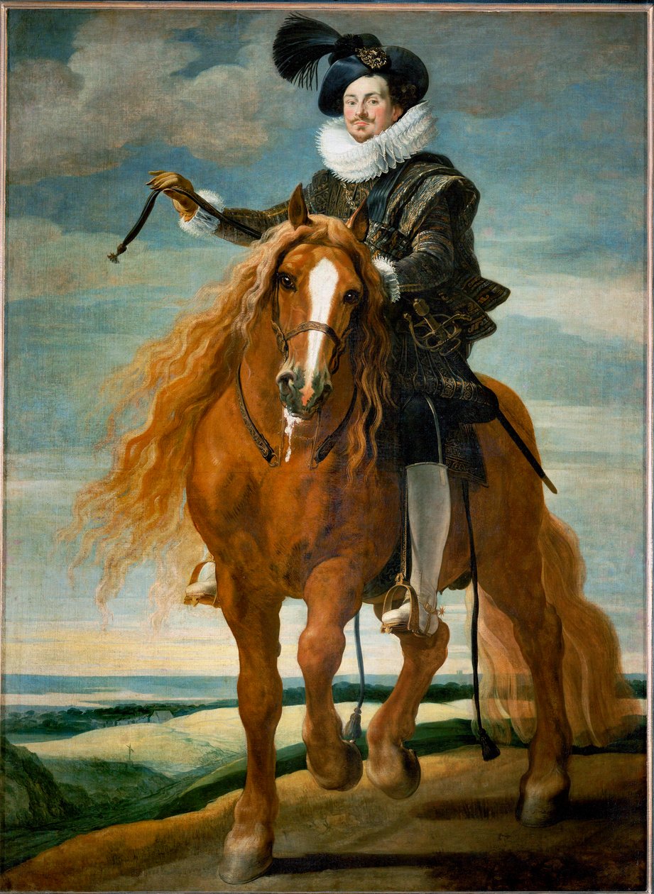 Rytterportræt af Don Diego Messia Felipe de Guzman, Marques de Leganes ... (maleri på lærred) af Gaspar De Crayer