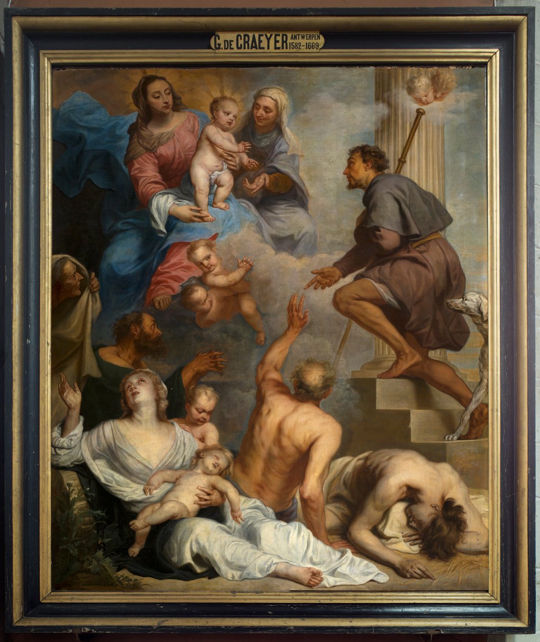 Sognekirke (Sognekirken Vor Frue). Interiør. maleri. Sankt Roch. Gaspar De Crayer af Gaspar De Crayer