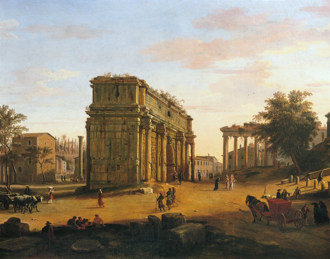 Septimius Severus bue i Rom, af Gaspar van Wittel (1652 eller 1653-1736), olie på panel, 565 x 9056 cm, detalje af Gaspar van Wittel