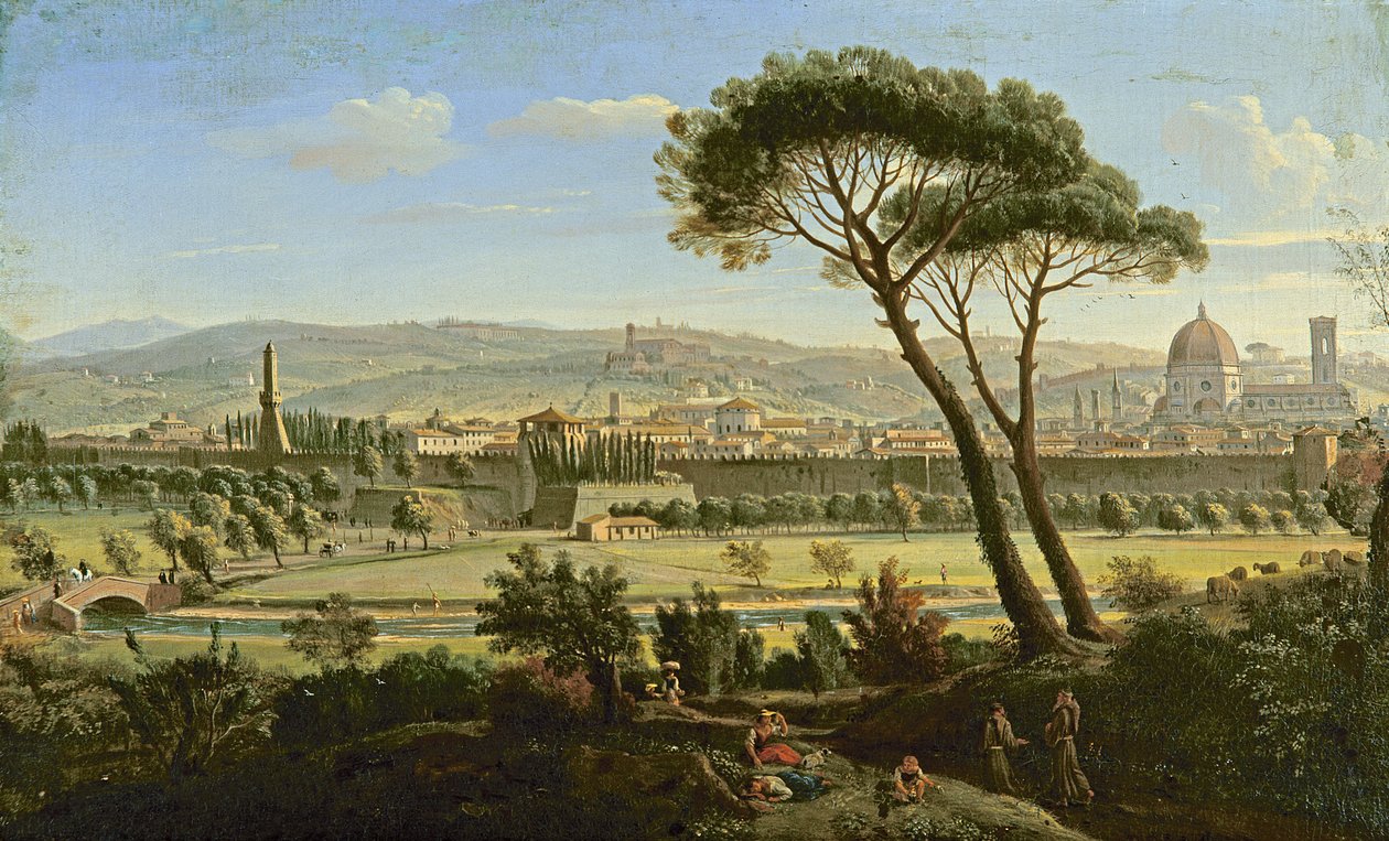 En udsigt over Firenze fra Bologna Road (olie på lærred) af Gaspar van Wittel