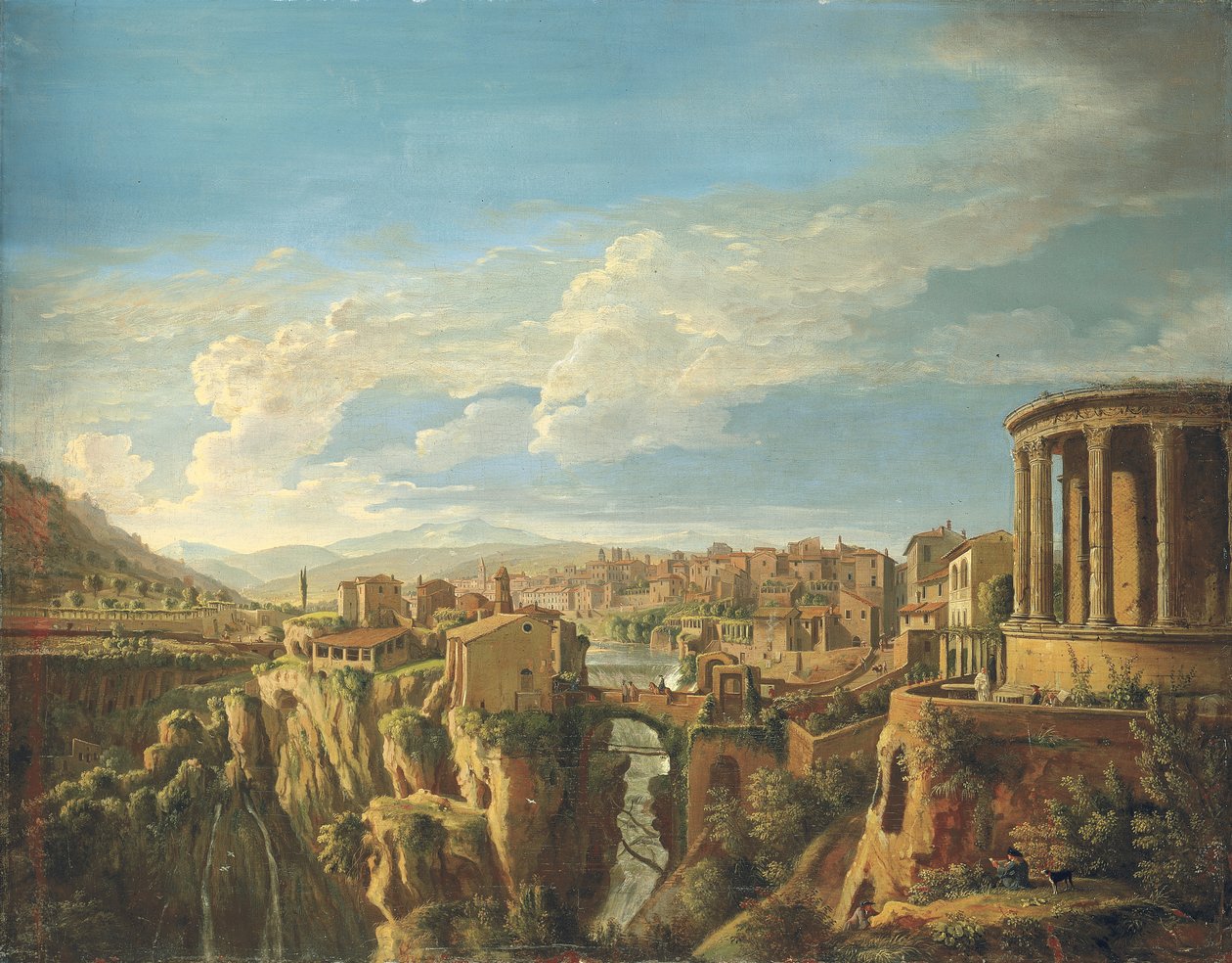 Udsigt over Tivoli med Vesta-templet (olie på lærred) af Gaspar van Wittel