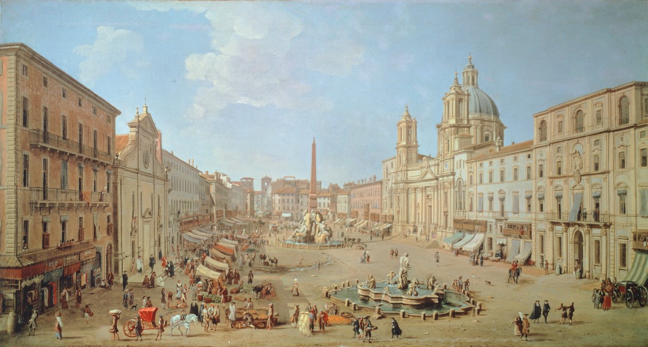 Rom, Piazza Navona (olie på lærred) af Gaspar van Wittel