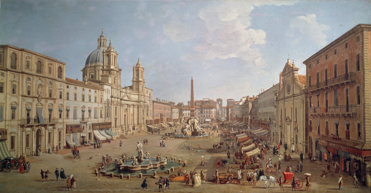 Udsigt over Piazza Navona, maleri af Gaspar van Wittel eller Gaspare Vanvitelli (1652 eller 1653-1736), olie på lærred, Italien af Gaspar van Wittel