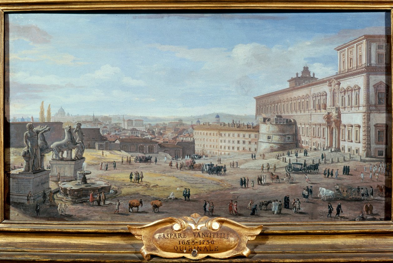 Udsigt over Rom med Quirinale Palace og Piazza i forgrunden af Gaspar van Wittel
