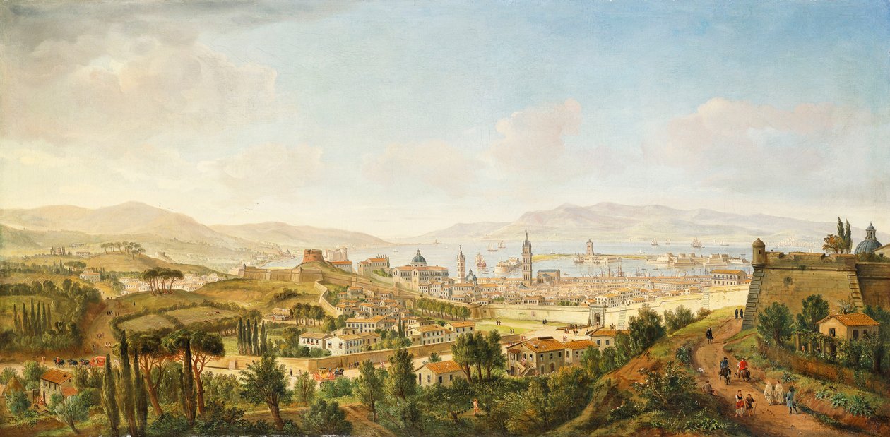 En panoramaudsigt over Messina, Sicilien, af Gaspar van Wittel