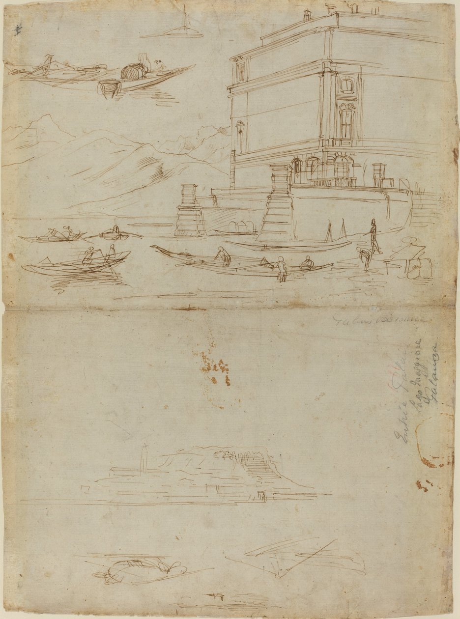 Studier af Lago Maggiore og og indgangen til et Palazzo af Gaspar van Wittel