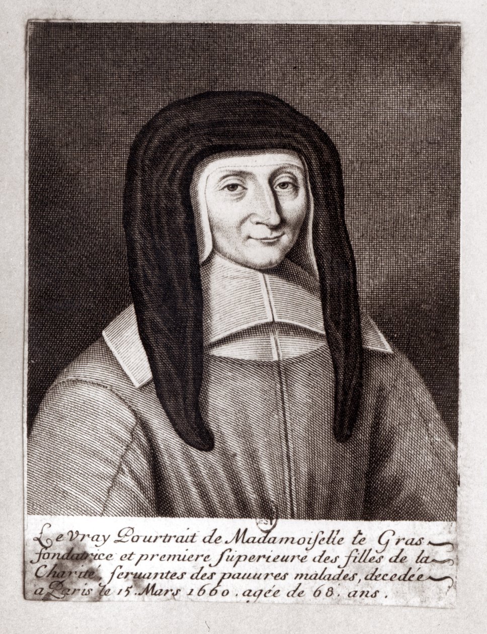 Portræt af Louise de Marillac af Gaspard Duchange