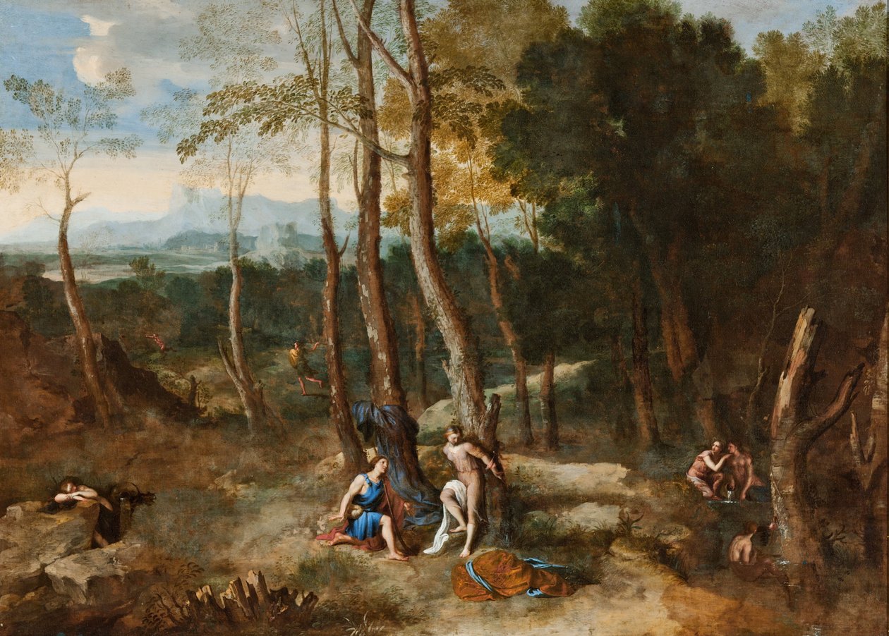 Aminta er ved at redde Silvia af Gaspard Poussin Dughet