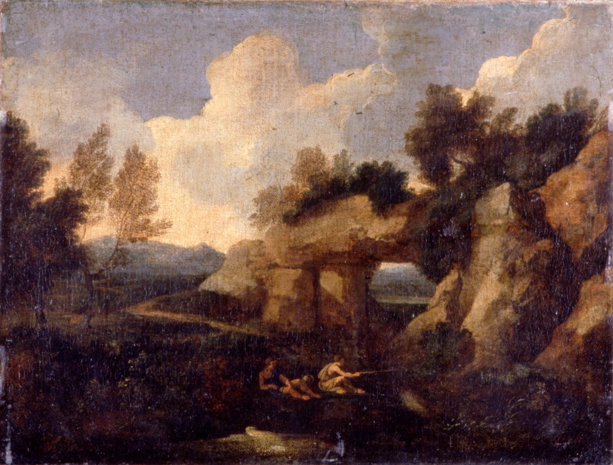 Fiskere nær en Rocky Gateway af Gaspard Poussin Dughet