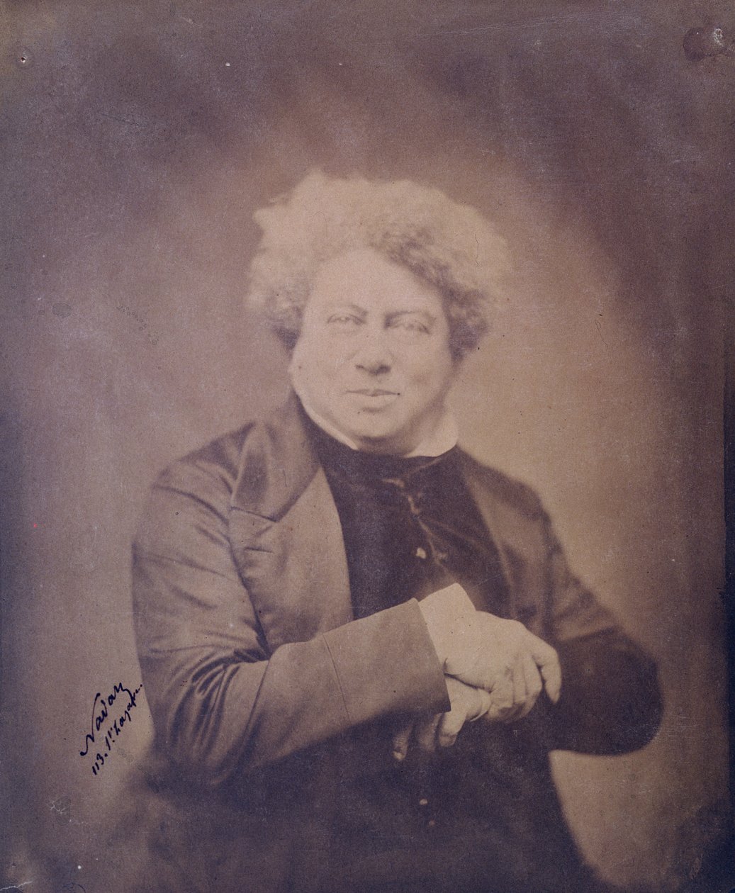 Portræt af Alexandre Dumas pere (1803-70) ca. 1850-60 (sepia fotografi) af Nadar