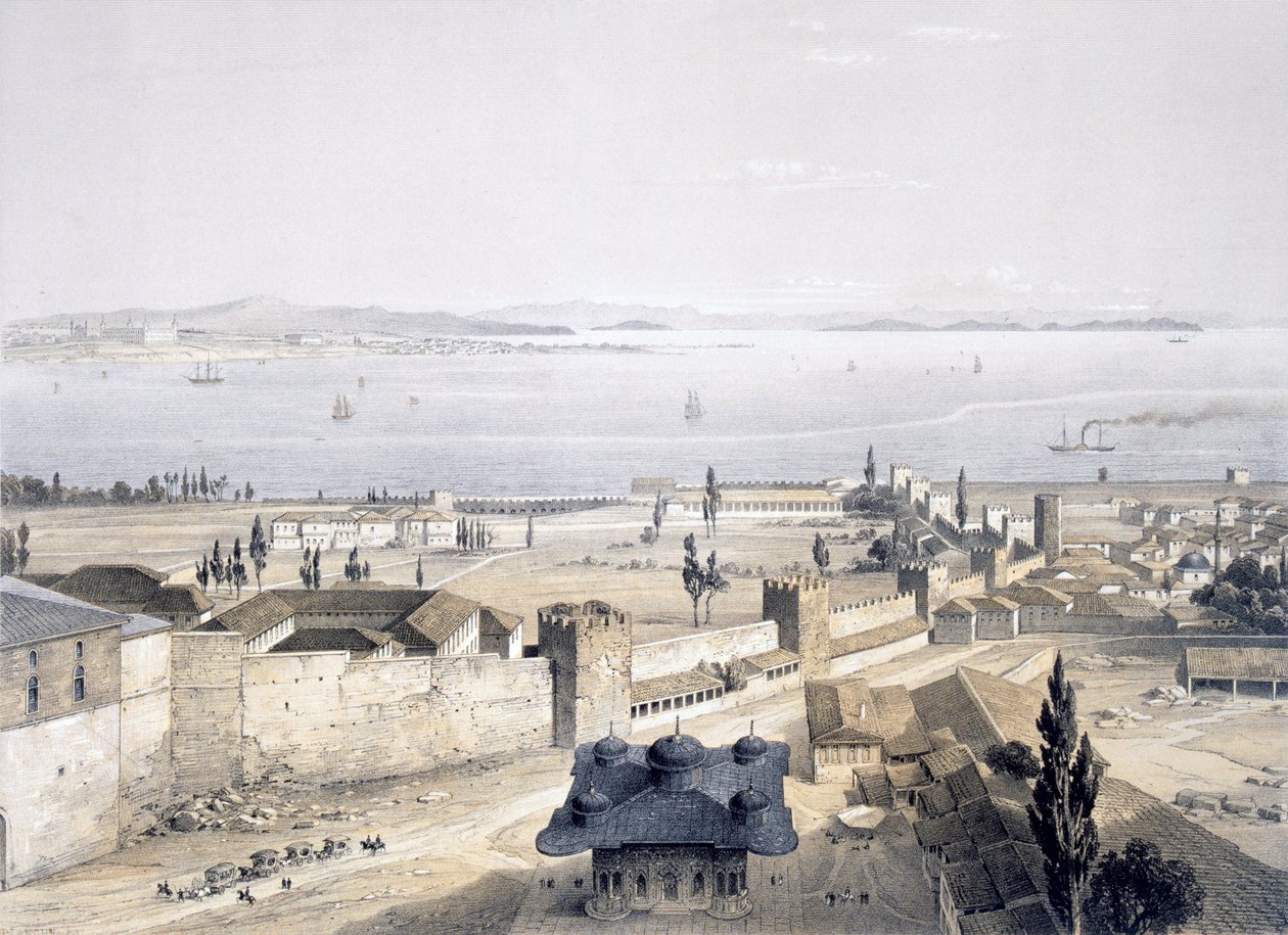 Udsigt over Bosporus fra moskeen, 1852 af Gaspard Fossati