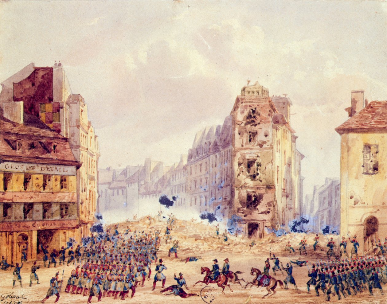 Barrikaden ved Faubourg Saint-Antoine og general Negriers død, 25. juni 1848 af Gaspard Gobaut