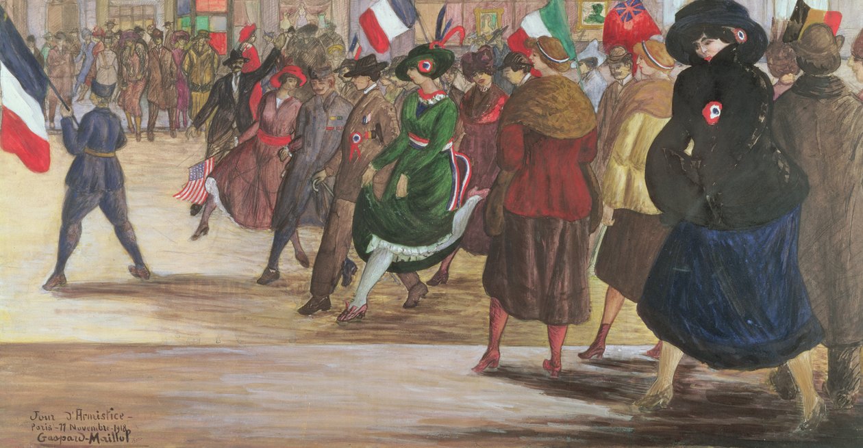 Våbenstilstandsdag, Paris, 11. november 1918 (blyant og gouache på papir) af Gaspard Maillol