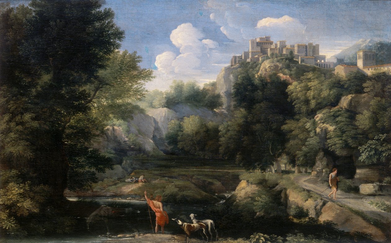 Landskab med hyrder af Gaspard Poussin Dughet