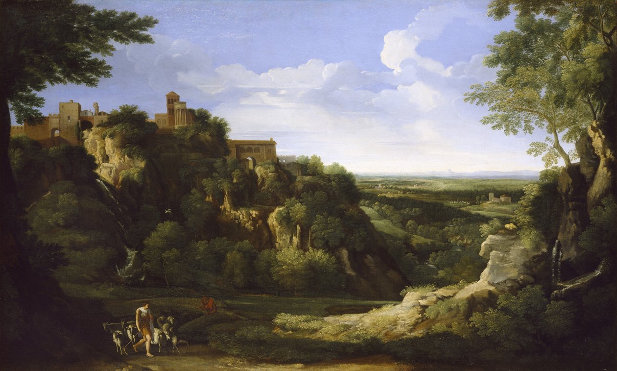 Udsigt over Tivoli med Rom i det fjerne, 1600-tallet af Gaspard Poussin Dughet