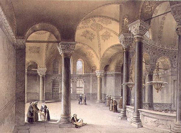 Haghia Sophia, plade 14: det orientalske galleri, indgraveret af Louis Haghe (1806-85) udgivet 1852 (litho) af Gaspard (after) Fossati