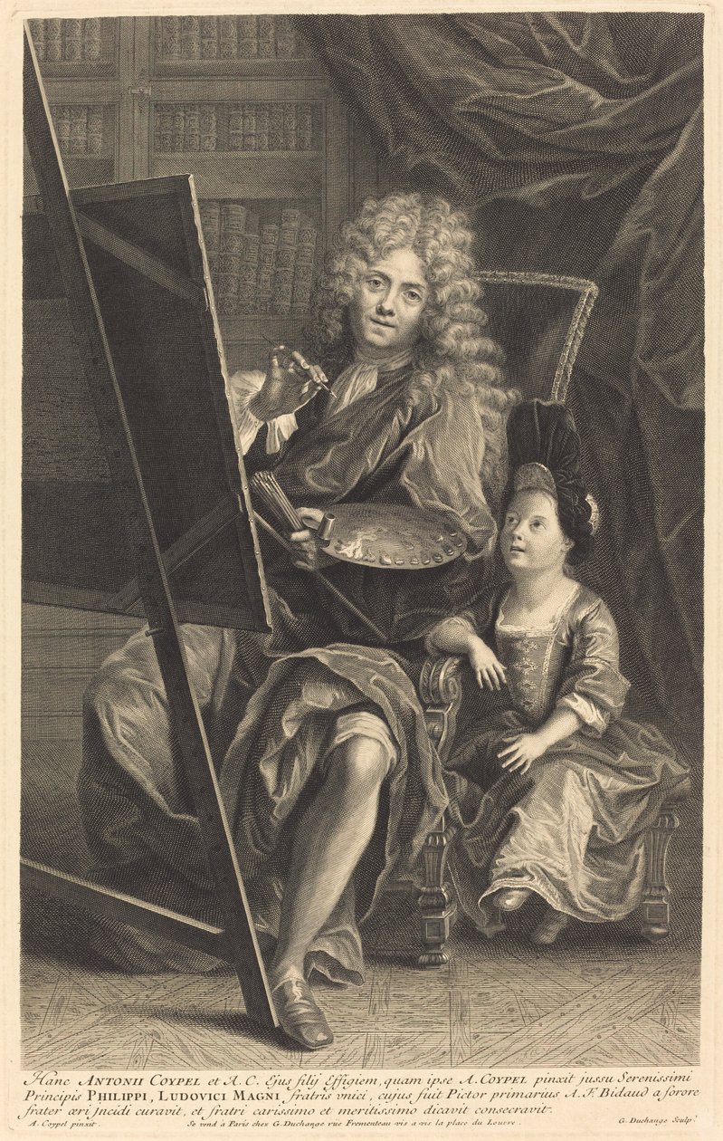 Antoine Coypel og hans søn af Gaspard Duchange after Antoine Coypel