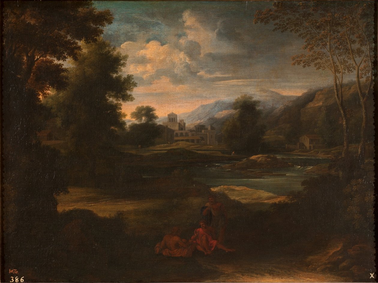 Dughet - Landskab med tre figurer, 1648 - 1650 af Gaspard Dughet