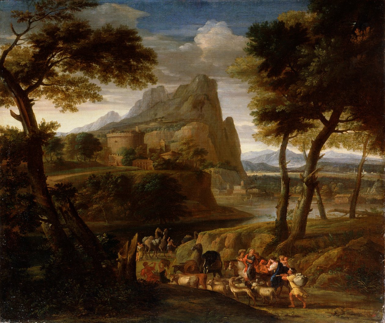 Landskab med campingvogn, 1600-tallet af Gaspard Dughet