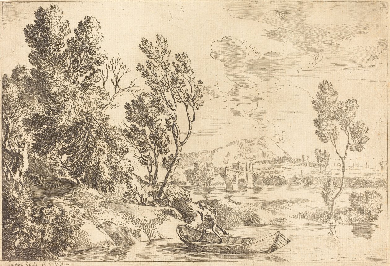 romersk landskab af Gaspard Dughet