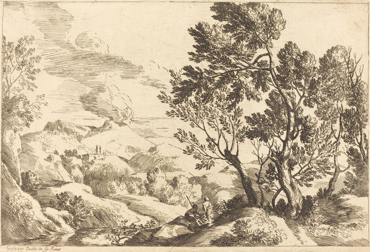 romersk landskab af Gaspard Dughet