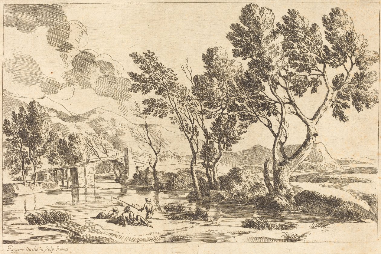 romersk landskab af Gaspard Dughet