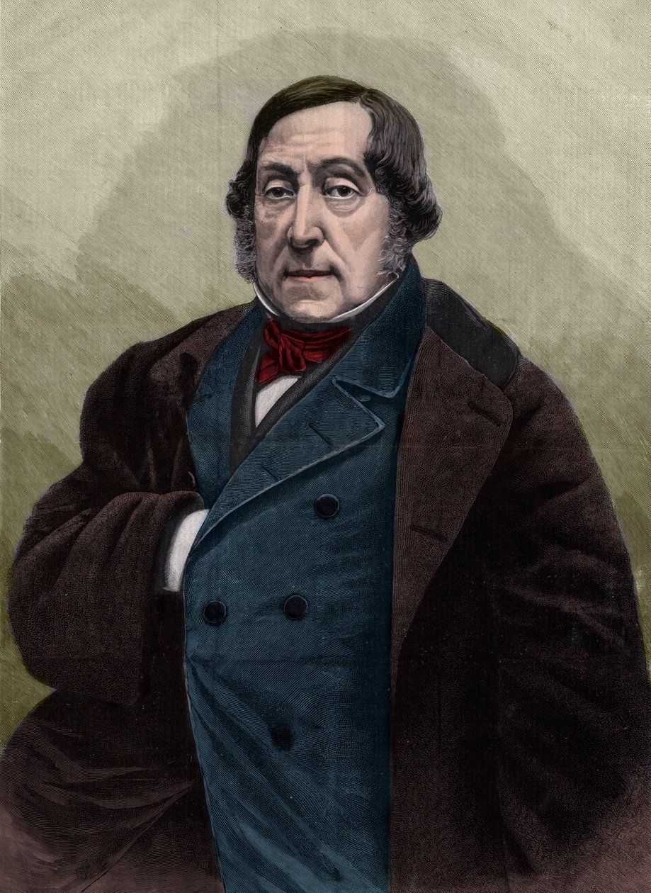 Portræt af Gioachino (Gioacchino) Rossini (1792-1868), italiensk komponist, gravering efter fotografi af Nadar. af Gaspard Felix Tournachon Nadar
