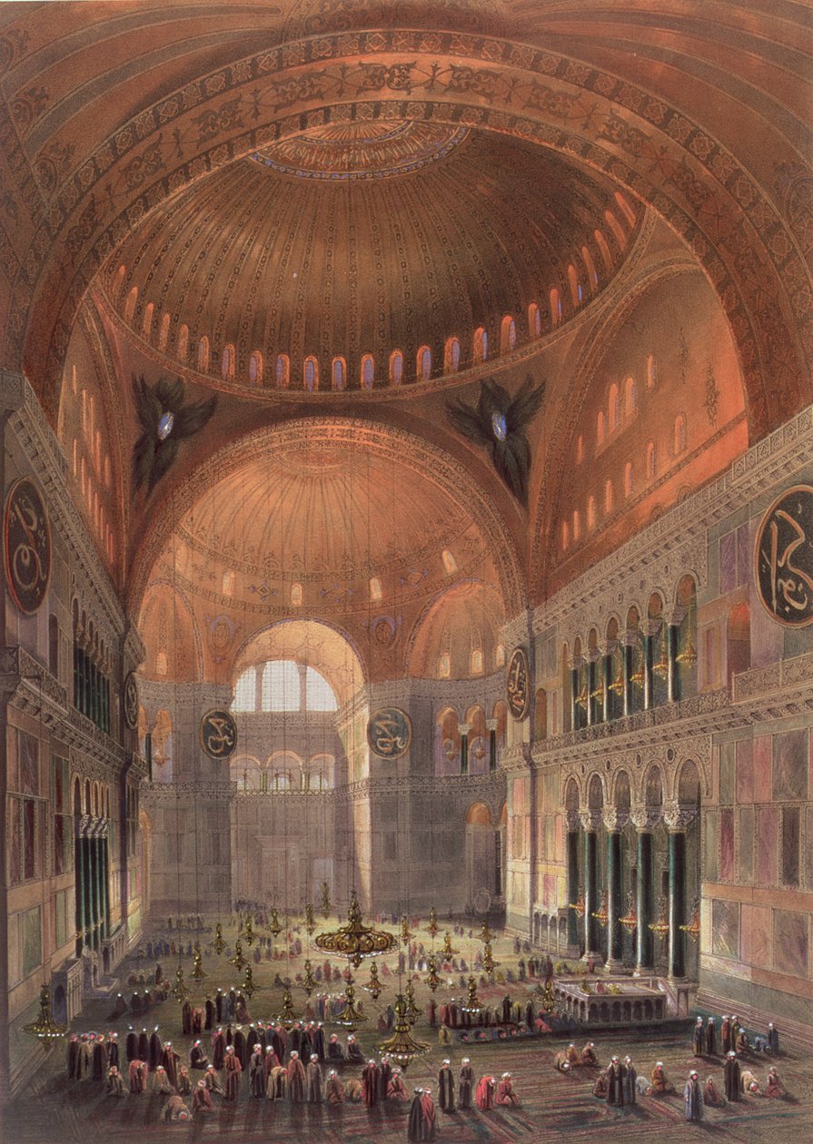 Interiør af Haghia Sophia, Konstantinopel, pub. 1852 af Gaspard Fossati