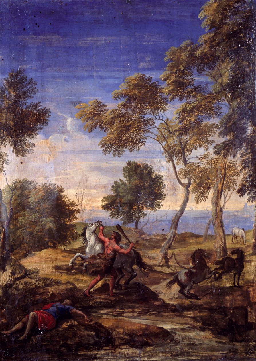 Kentaurernes kamp på landet (olie på lærred) af Gaspard Poussin (school of) Dughet