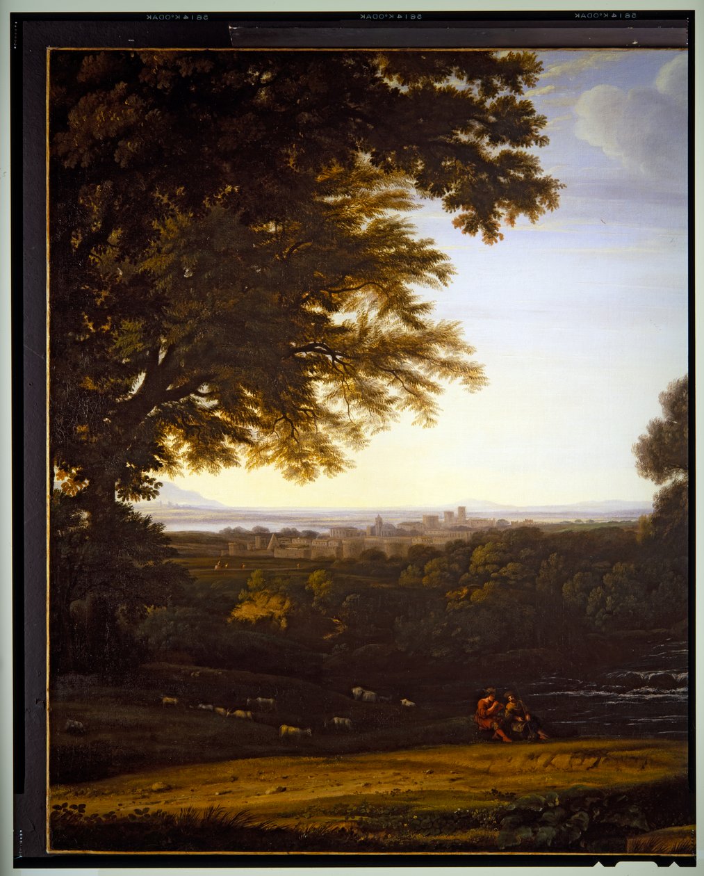 Italiensk pastoralt landskab, detalje, udateret af Gaspard Poussin Dughet
