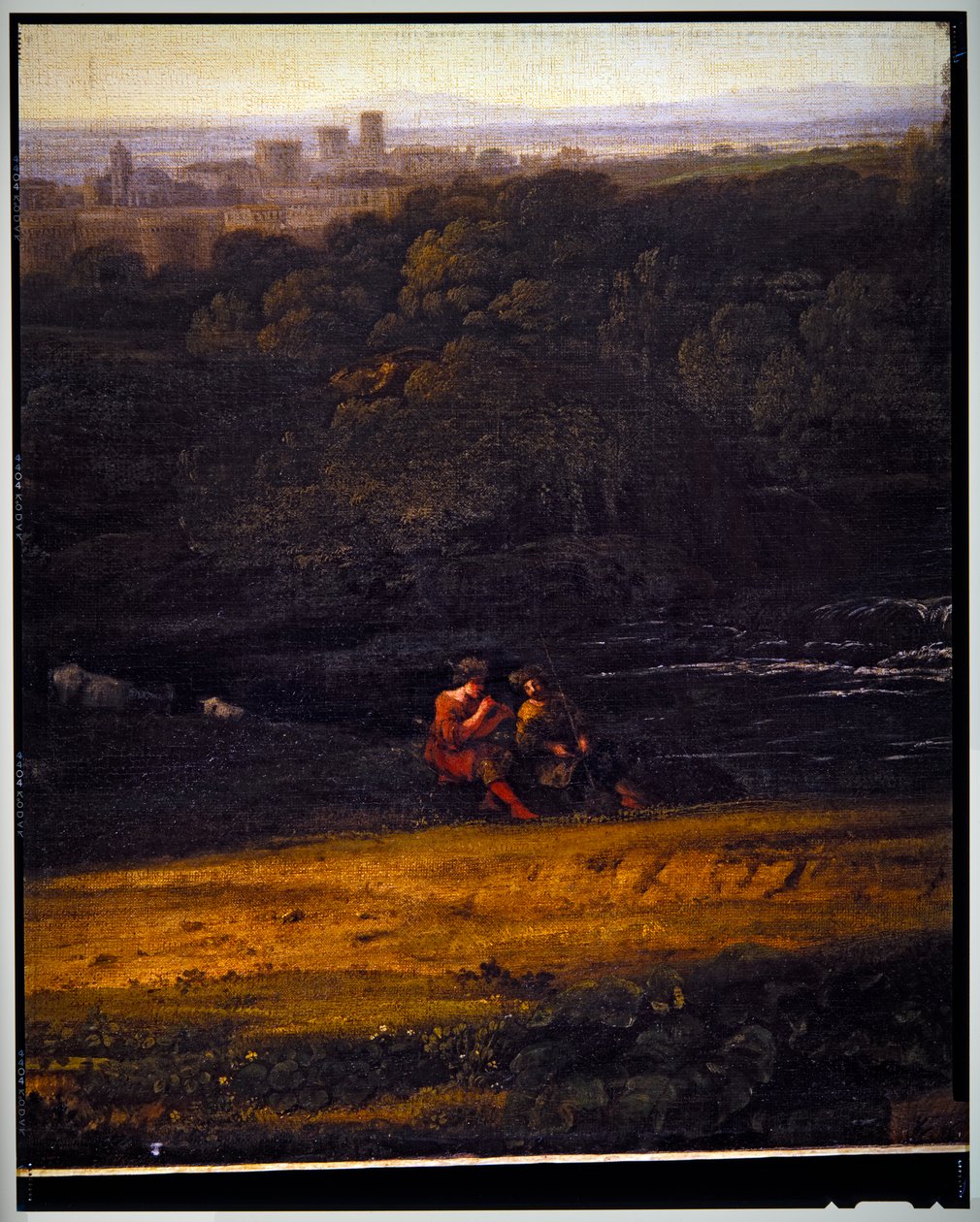Italiensk pastoralt landskab, detalje, udateret af Gaspard Poussin Dughet