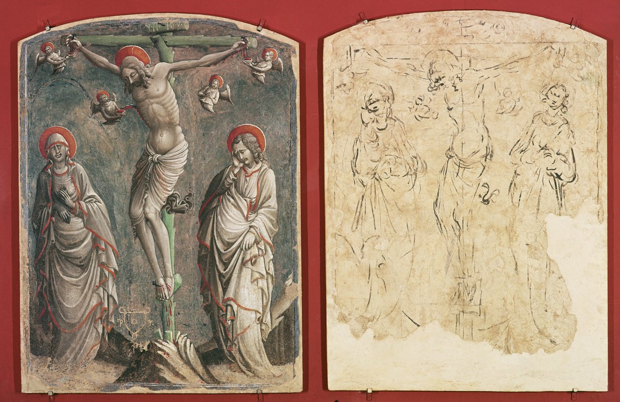 Kristus på korset med Jomfruen og Johannes Evangelisten (fresco und sinopia) af Gaspare di Spinello