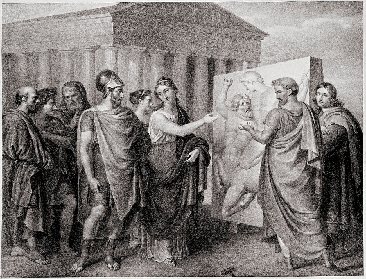 Den athenske politiker Pericles (495-429 f.Kr.) og Aspasie hans ledsager leder Phidias