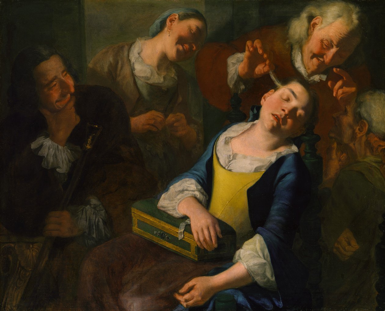 Driller en sovende pige, ca. 1760. af Gaspare Traversi