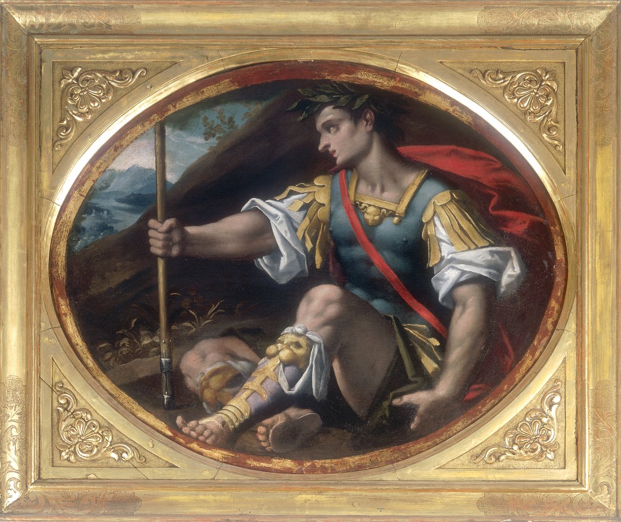 Leder med laurbær, der holder en lanse, værk af Gaspare Venturini, konserveret på Galleria Estense i Modena af Gaspare Venturini