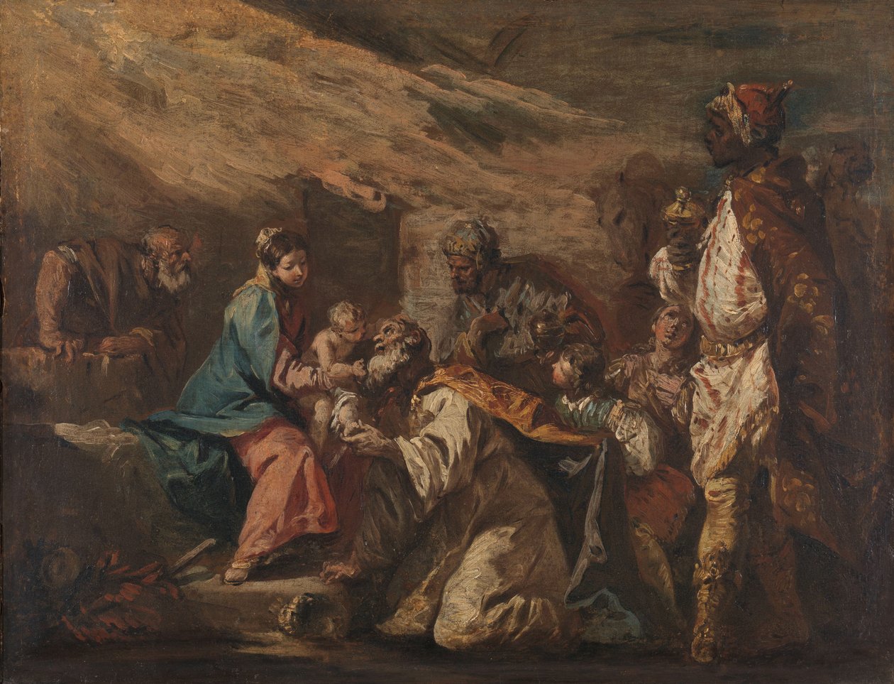 Tilbedelse af Magi af Gasparo Diziani (attributed to)
