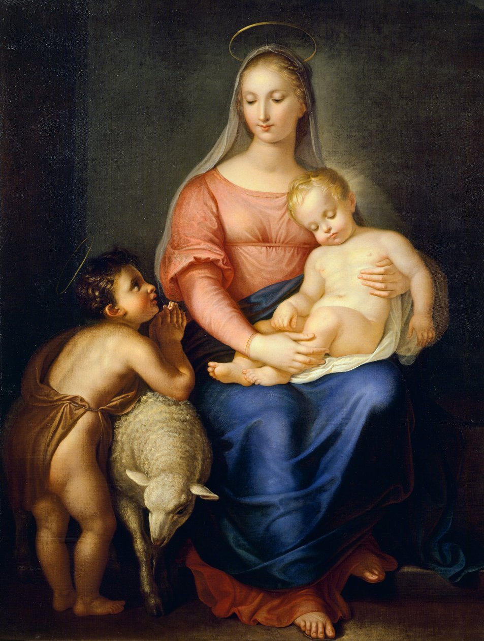 Madonna og barn med Johannes Døberen (maleri) af Gaspero Martellini