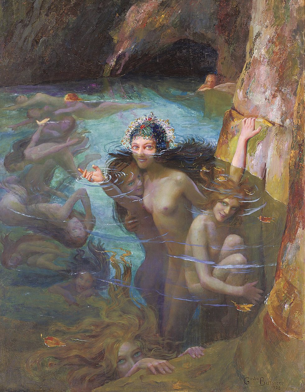 Havnymfer ved en grotton af Gaston Bussiere