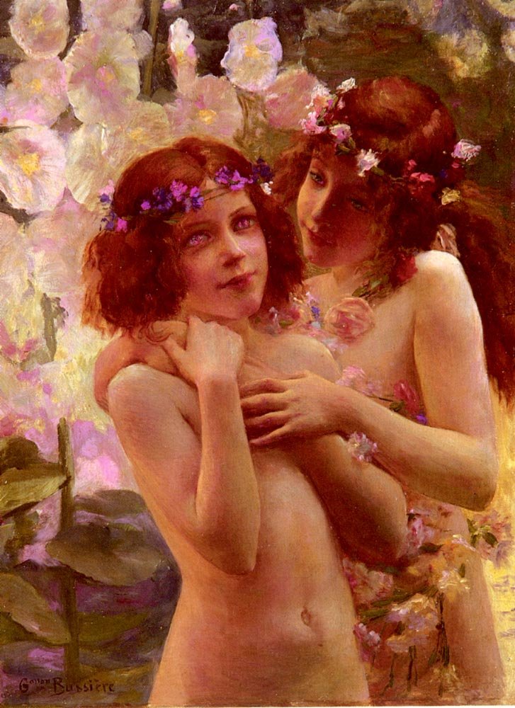 To børn med blomster af blomster af Gaston Bussiere