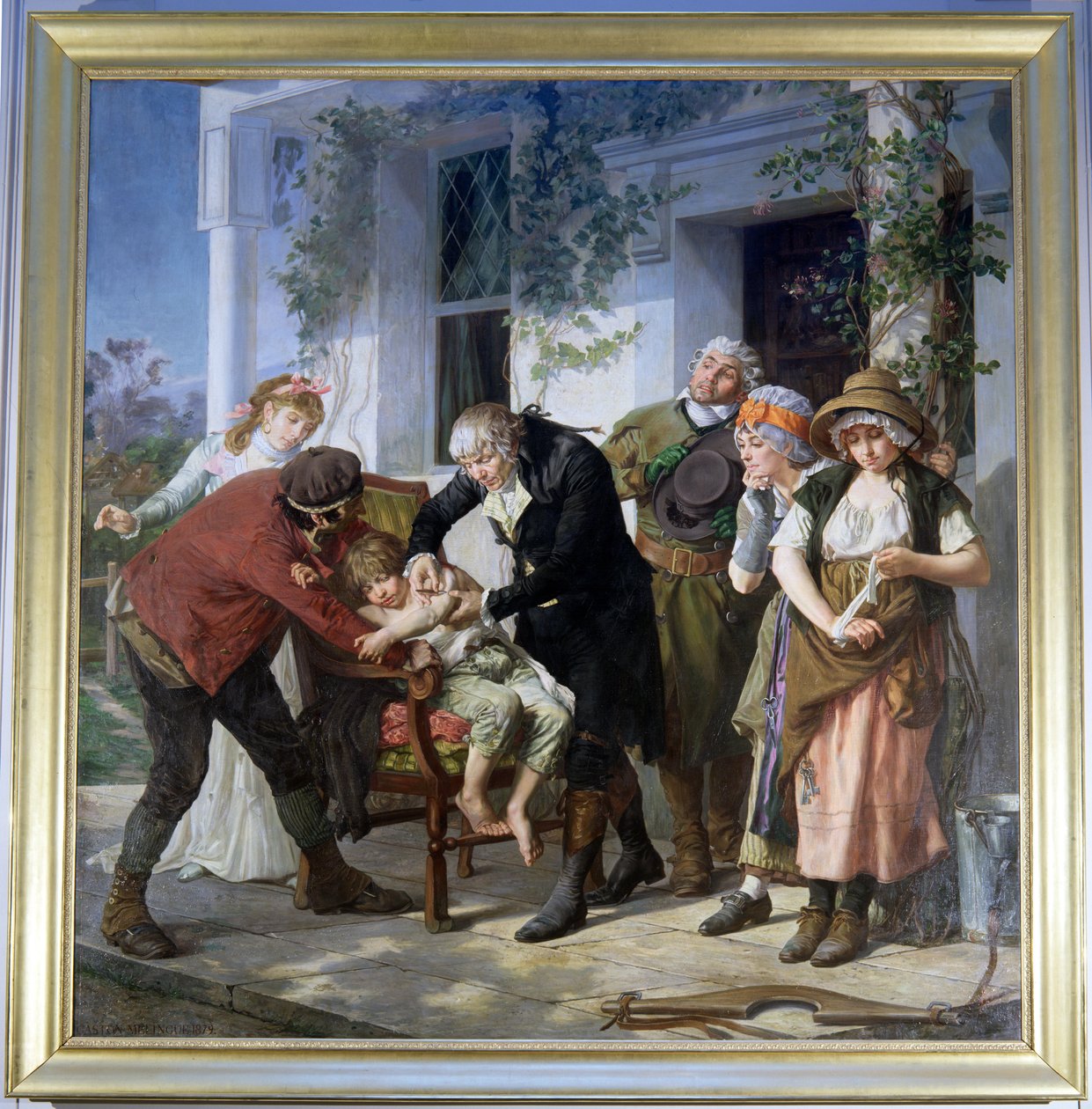 Edward Jenner (1749-1823) udførte den første vaccination mod kopper i 1796, 1879 (se også 199739) af Gaston Melingue