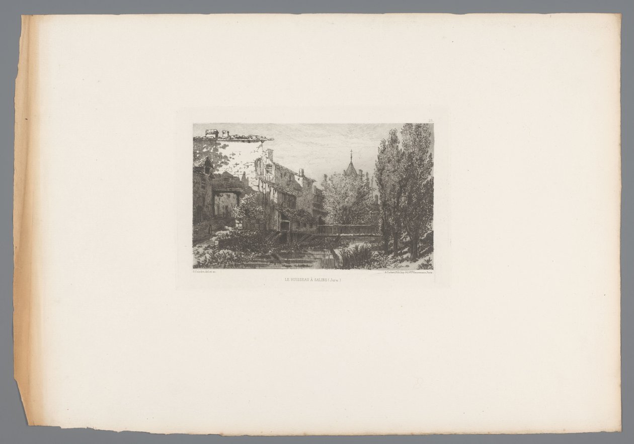 Udsigt over et vandløb nær Salins Le ruisseau à Salins (titel på objekt) Franske raderinger fra 1875 (serietitel) L