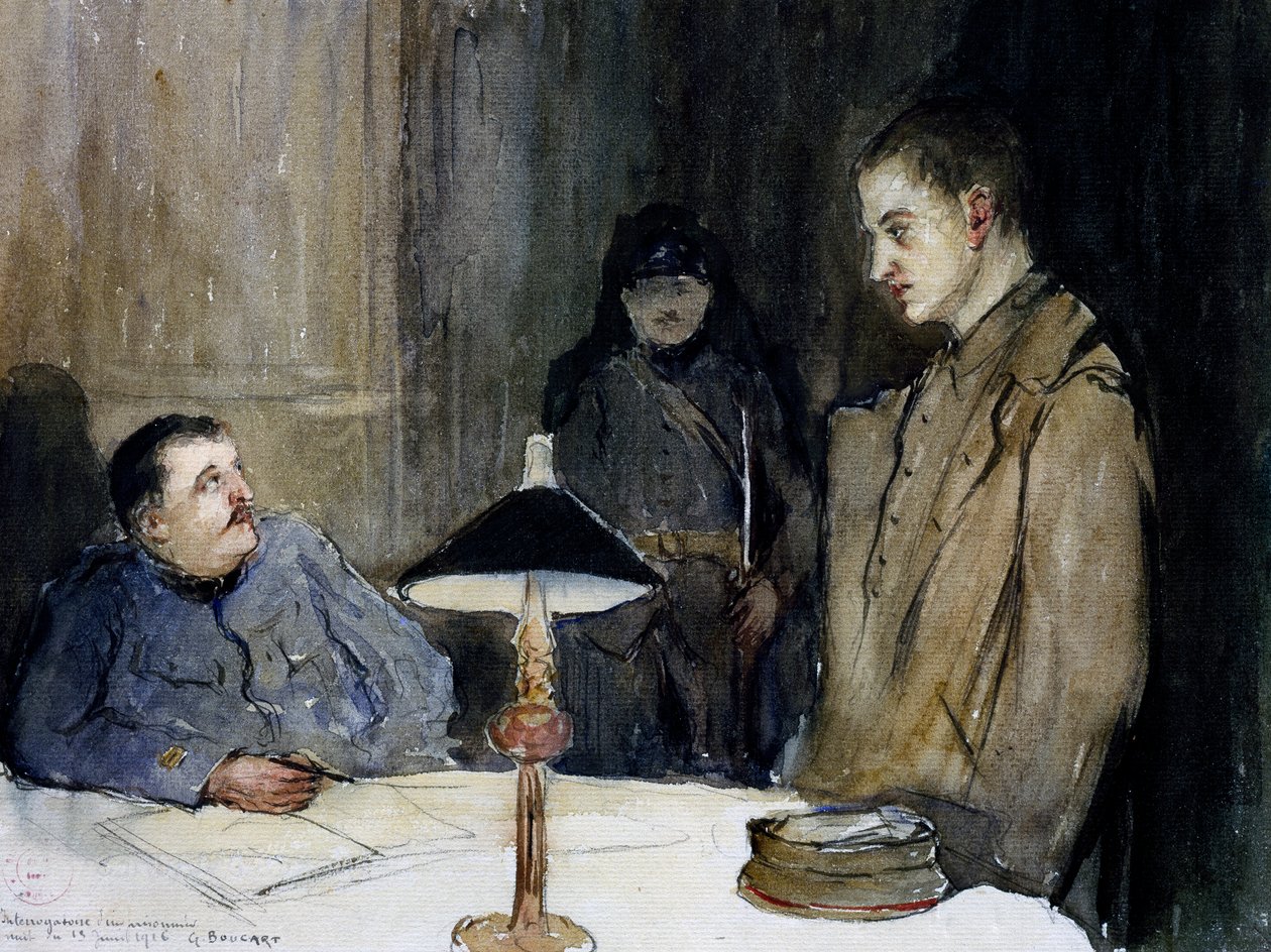 Forhør af tysk fange af Gaston Hippolyte Boucart