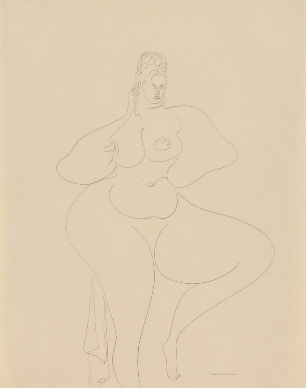 (Nøgen danser med drapering) af Gaston Lachaise