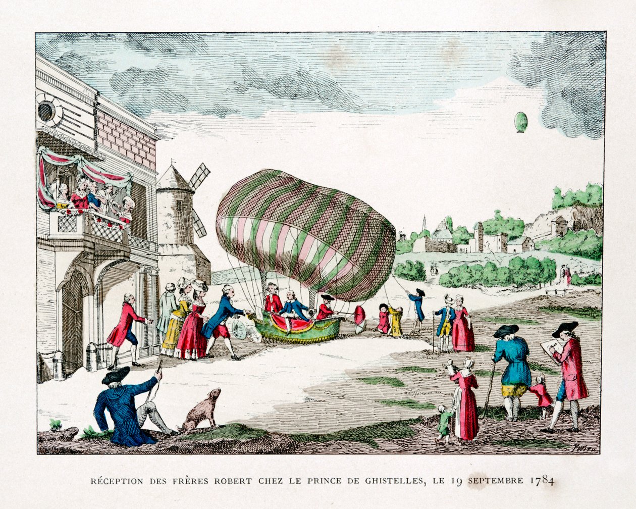 Modtagelse af Robert Brothers af prinsen af Ghistelles i 1784, 1887 af Gaston Tissandier