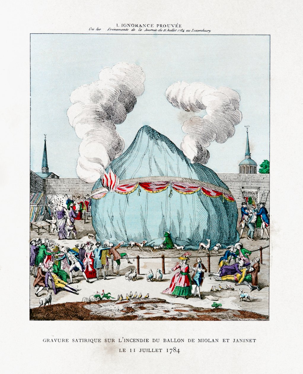 Satirisk gravering på ilden af ballonen af Miolan og Janinet 1784 1887 af Gaston Tissandier