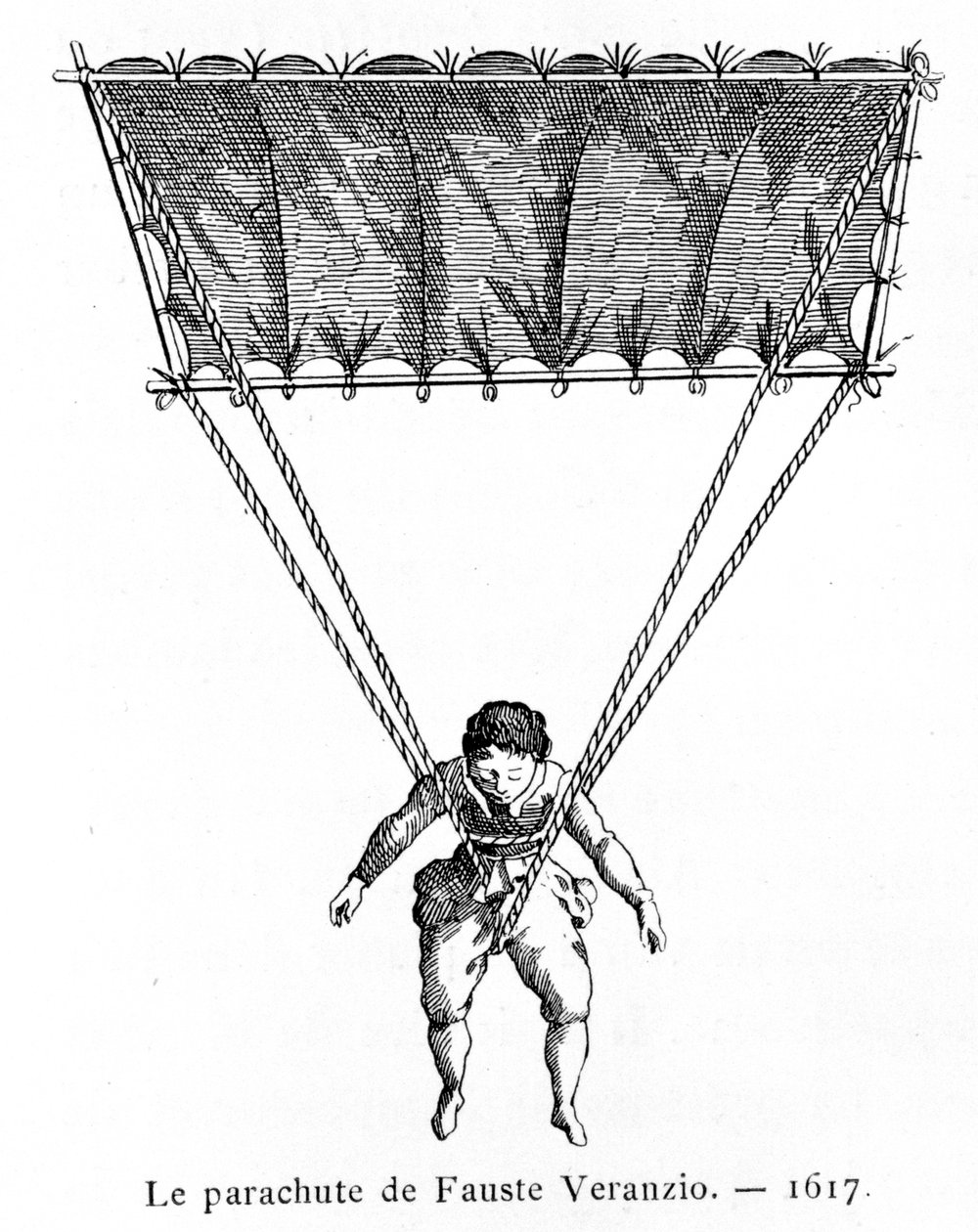 Faldskærmen fra Fauste Veranzio, 1617, 1887 af Gaston Tissandier