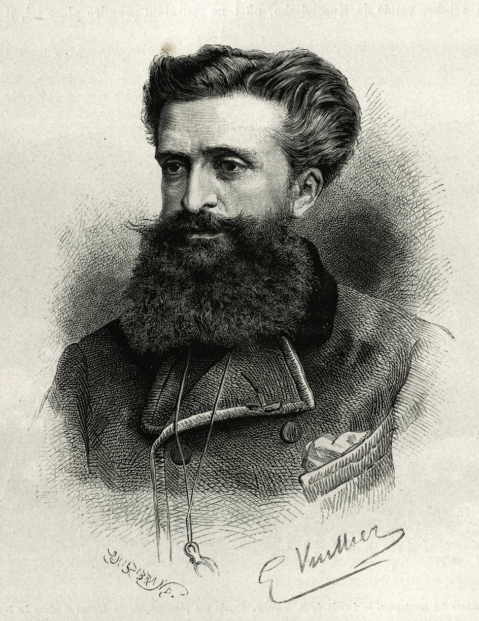 Portræt af Dr. Gustave Lebon (1841-1931). Indgravering af G.Vuillier, til illustration af historien La Syria d