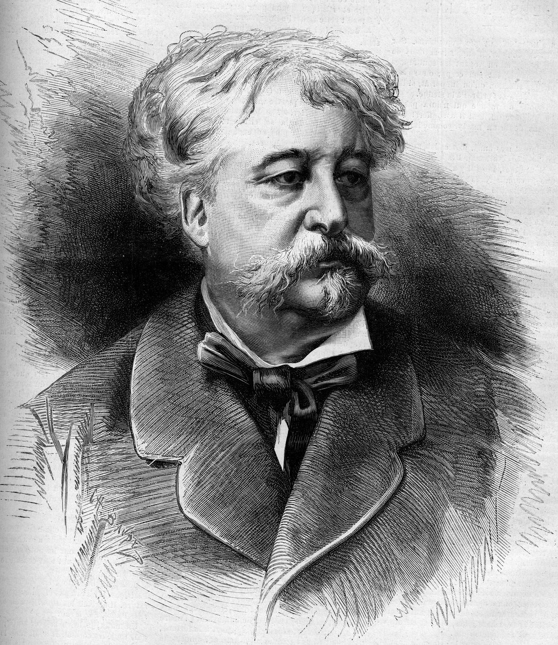 Portræt af Jules Noriac (1827-1882) fransk forfatter, kritiker og journalist. Indgravering af G. Vuillier i "" Le Monde Illustré"" nr. 1332 af 7. oktober af Gaston Vuillier